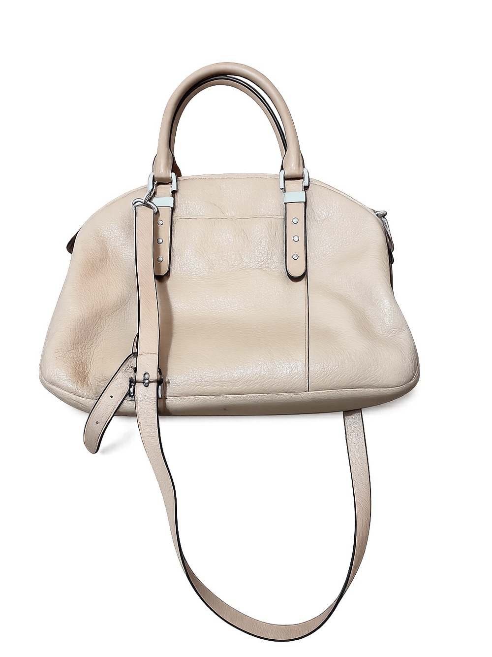 Michael Kors Pebbled Leather Satchel Shoulder Bag Taupe Beige Crossbody Purse